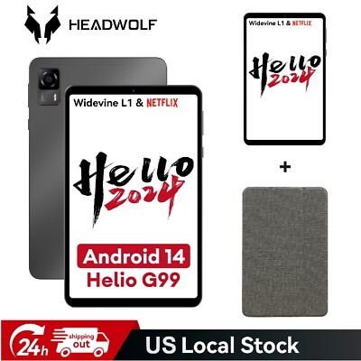 Headwolf 8.4'' Android 14 Tablet bundle Case 16GB RAM 128GB Octa-Core Dual Camera
