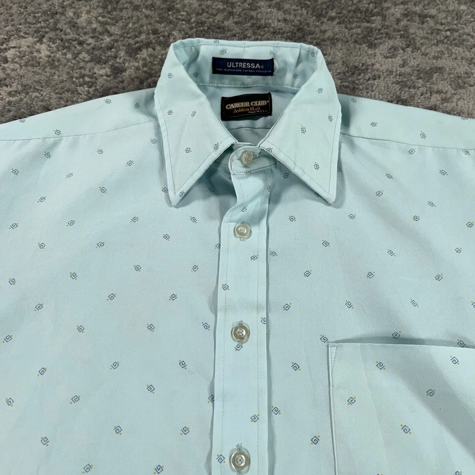 Винтажная мужская футболка Ashton Hall большая синяя геометрическая Atomic 60-е 70-е сделано в США тонкая - Изображение 2 из 4