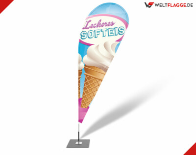 Beachflag - Leckeres Softeis - Werbefahne inkl Druck und Mast  - 2,6m - 5,2m