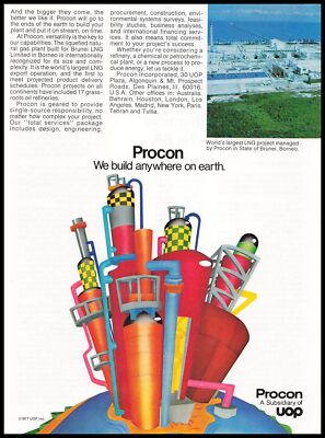 1977 Procon Inc. Des Plaines Illinois LNG Project Photo Brunei Borneo Print Ad