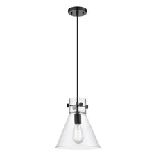 Innovations Newton Cone 1 Lt 10" Cord Pendant, BK/Clear - 410-1PM-BK-G411-10CL