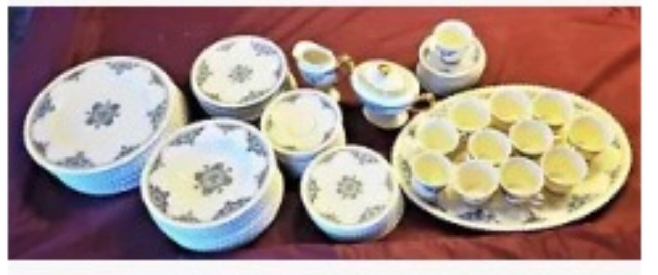 1940s Lennox Meredith Blue 88 piece dinnerware set service for 12&nbsp;