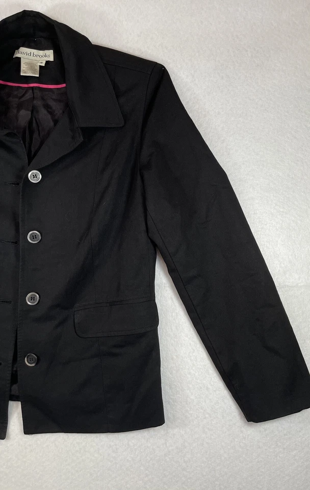 Blazer chaqueta de traje para mujer David Brooks mediana de lana negra de carrera. M Foto 2 de 4