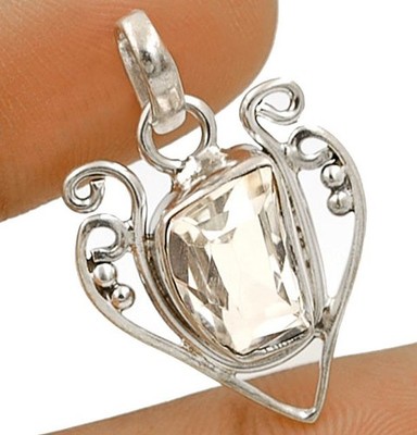 4 kt natürlicher weißer Topas 925 Sterlingsilber Anhänger Schmuck 1 1/4 Zoll lang @B16-5