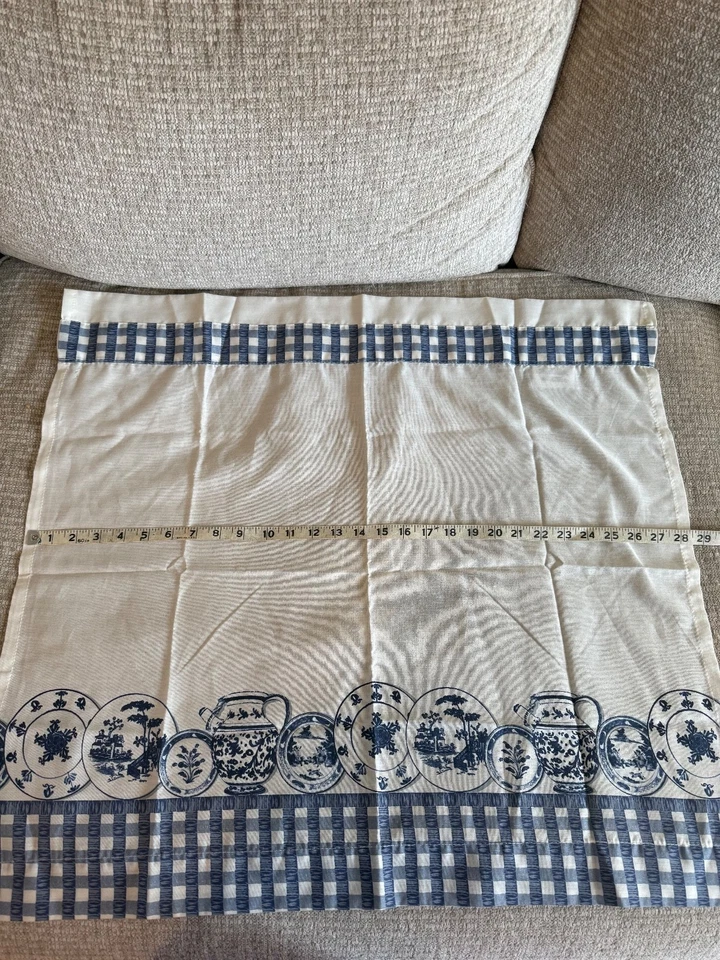 (2 Panels) Valances28”W x 26”L BH&G Blue & White Plates Design (Lot Of 2 Panels) - Image 2 of 3