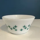 Federal Milk Glass Turquoise Atomic Star Diamond Bowl Mid Century Vtg 6 Inch
