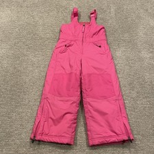 L.L. Bean Snow Pants Girls Youth 4 Pink Insulated Bib Ski Snowboard Winter Y2K