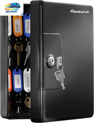 Key Box, Small Key Lock Box, 0.06 Cubic Feet, KB-25, Black, 25 Key Capacity