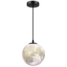 Modern Led Moon Pendant Lights Fixture,Light Up Moon Globe Night Light,3D Pri...