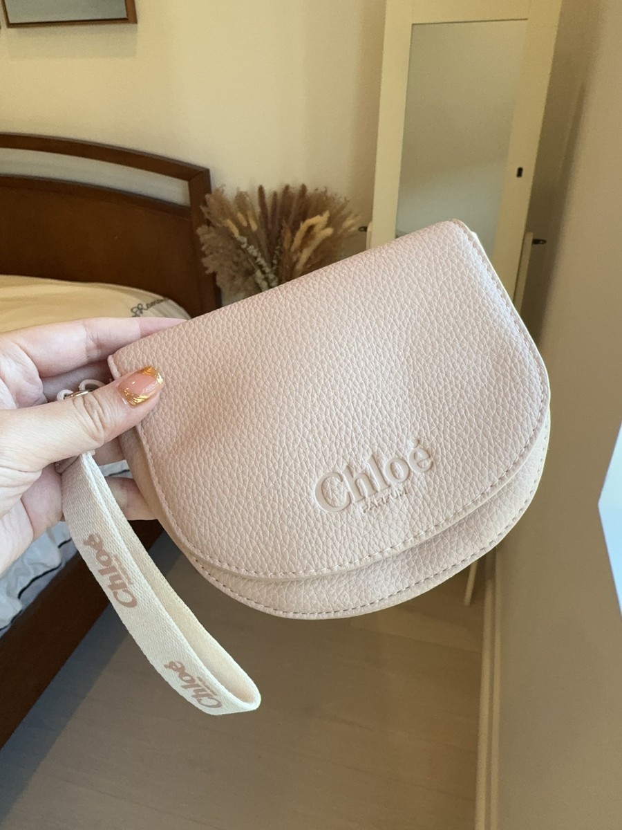 Chloé Parfum Pink Pebbled Leather Wristlet Pouch with Original