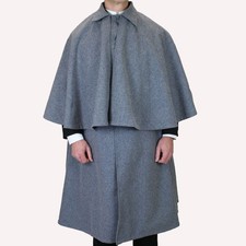 Men's Victorian Gray Inverness Cape Coat - Winter Outerwear Cape