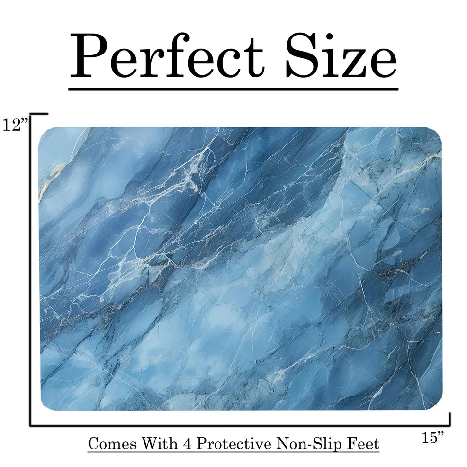 Blue Marble Kitchen Glass Cutting Board Ocean Decorative Gift Marbled Granite... - Image 3 of 4