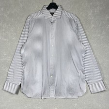  590 Ermenegildo Zegna Trofeo Dress Shirt Men's 46/18 Gray/ White Stripe