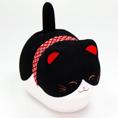 Solar Powered Kyoto Black Cat Neko Bobble Tail Relax Figure Washi Japan New