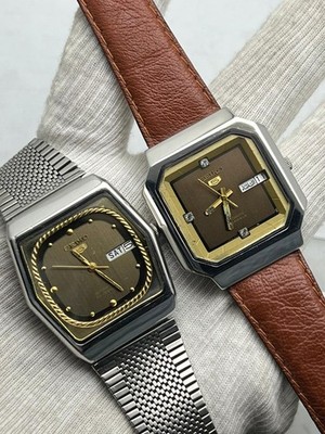Lot of 2 Seiko 5 6349 Automatic Vintage Day/Date Japan Men's Wrist Watches