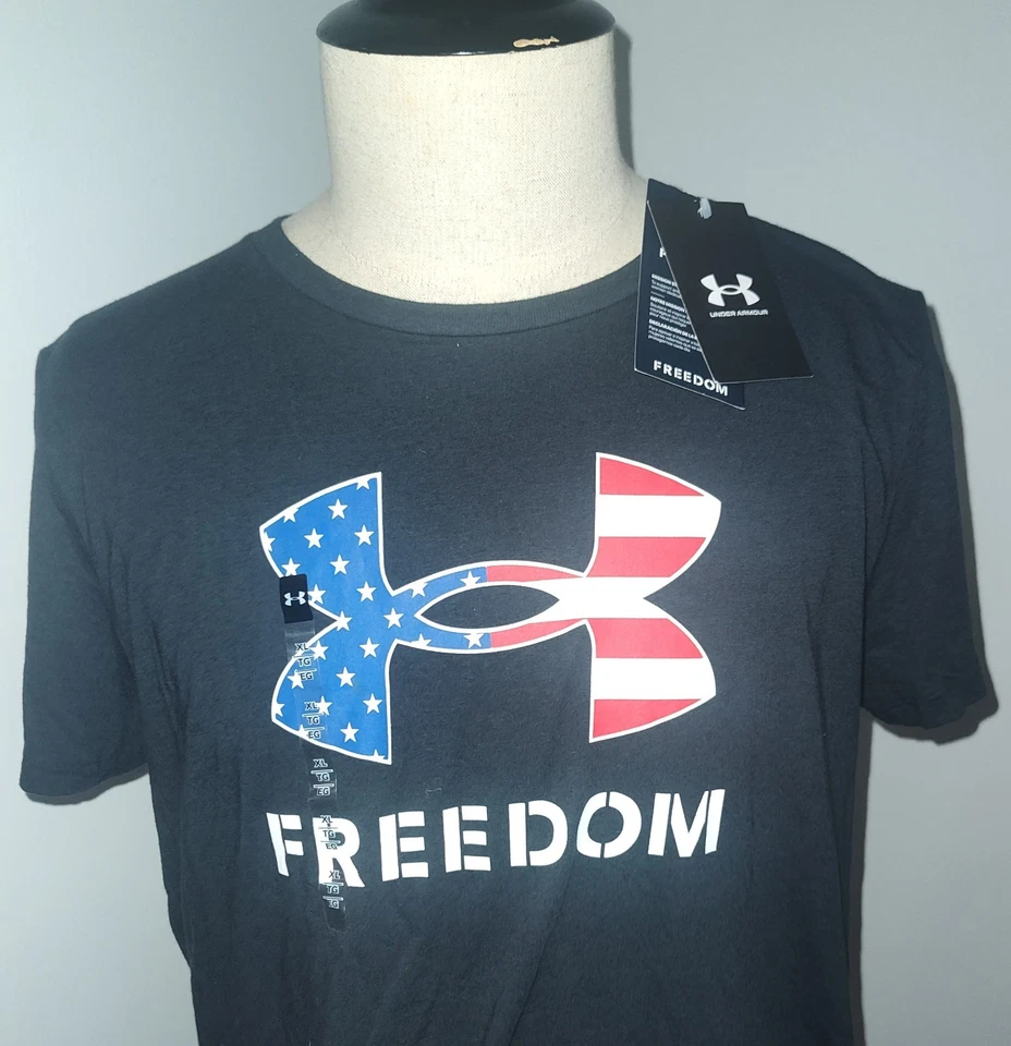 Women's NWT Under Armour T-shirt XL Freedom USA Flag Short Sleeve - Image 2 of 4
