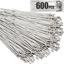 600pcs Metal Zip Ties 12 Inch, 304 Stainless Steel Zip Ties, Self-Locking Cable