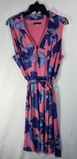 Tommy Hilfiger Floral Collar Dress Size 14 Sleeveless Stretch Tie Waist (READ)