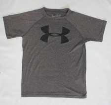 Under Armour Shirt Youth Small Gray Loose Fit HeatGear Athletic Performance YSM