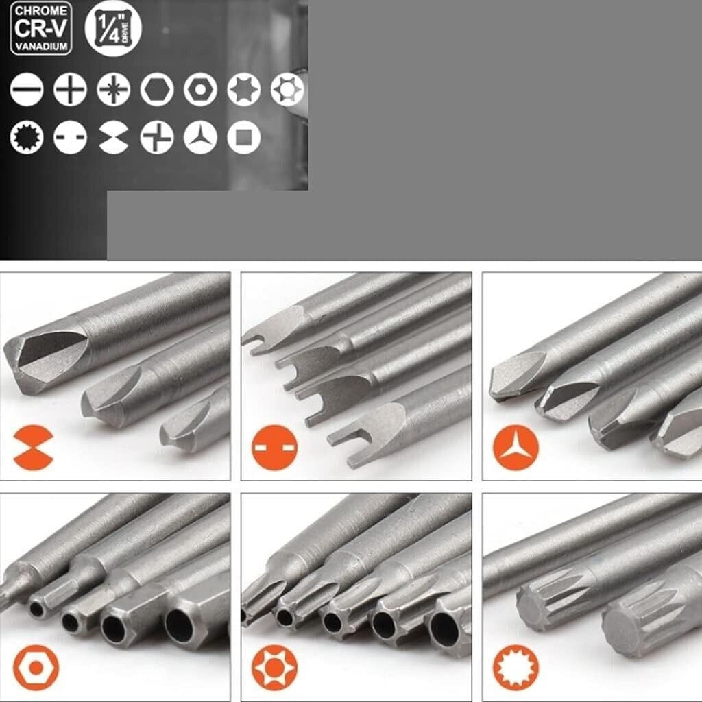 Set 50 punte extra lunghe torx stella esagonale e forma U per trapano avvitatore foto 5