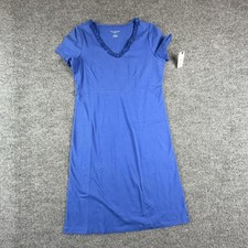 Talbots Petites Blue Ruffle V Neck Short Sleeve T-Shirt Dress Size P