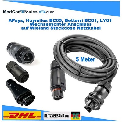 Wieland Netzkabel auf BC01, BC05, LY01, Deye/Hoymiles/APsystems Wechselrichter
