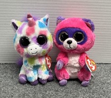 Ty Beanie Boos Roxie the Raccoon & Wishful the Unicorn 6" Plush Lot