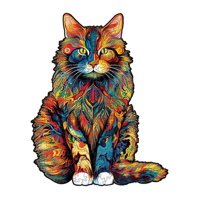 Maine Coon Cat Wood Jigsaw Adult Puzzle by Nestologi, Large 5 Hours to Complete