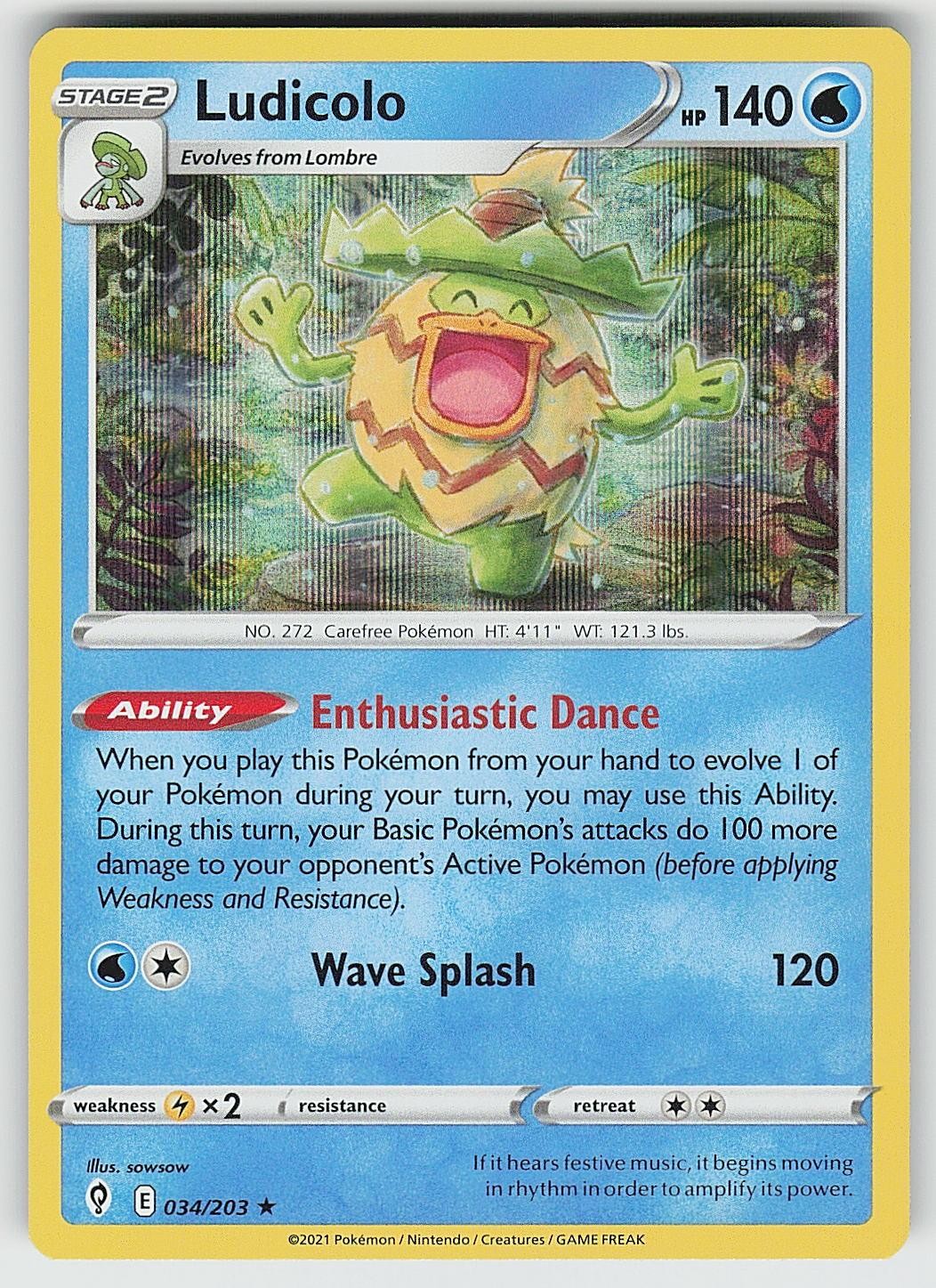 Ludicolo 034/203 Holo Rare Evolving Skies Pokemon NM