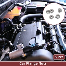 5 Pcs 10#-24 Car Flange Nuts 304 Stainless Steel Girded Hex Silver Tone