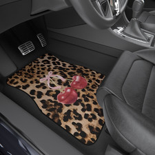 Cherry Bow Leopard Car Floor Mats Cheetah Car Accessories Animal Print Car Mat