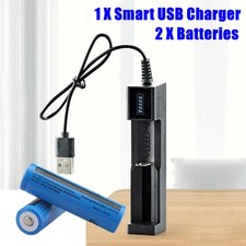 2pcs Rechargeable Li-Ion Batteries 3000mAh Multipurpose Battery 3.7V USB Charger
