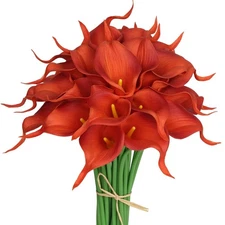Real Touch PU Latex Artificial Calla Lily Flowers 30 Pack Burnt Orange