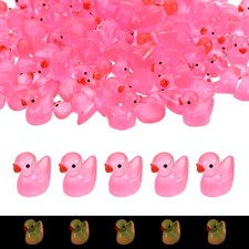 Luminous Mini Resin Ducks, Cute Glow in the Dark Tiny Ducks Rose Red, 120pcs 