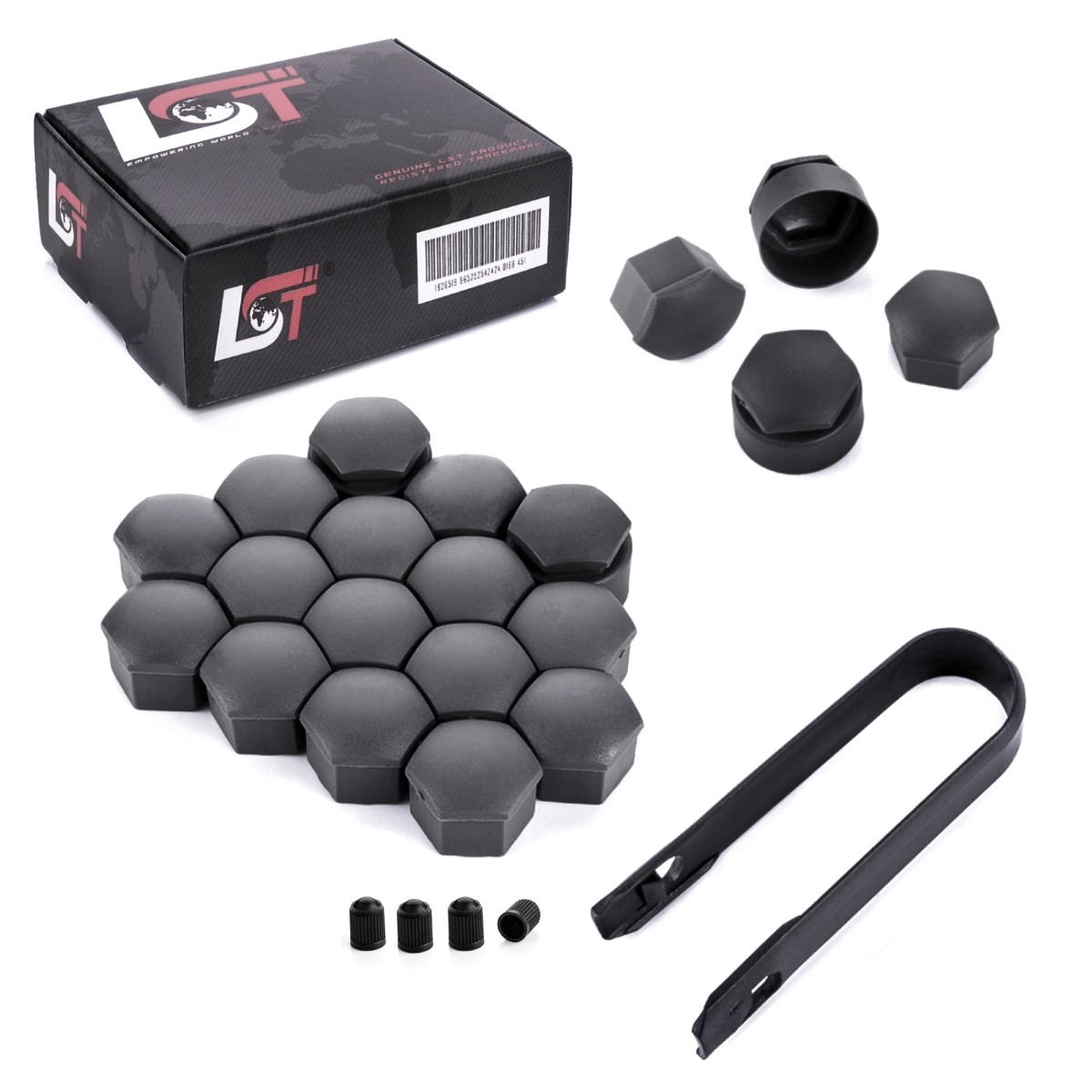20X Wheel Nut Caps Set 17Mm Theft Resistant Anthracite For Seat