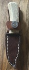 DEER ANTLER KNIFE LEATHER SHEATH Real REMINGTON 20 GA Bullet Snap Handcrafted 7” — photo 6