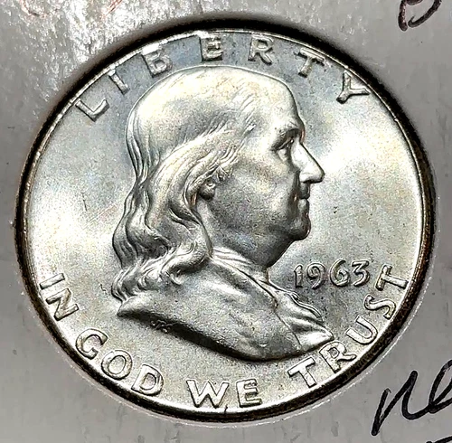 1963 Franklin Half Dollar Nice Original White Gem BU Nearly FBL CHRC