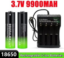 2PCS 3.7V 9900mAh Rechargeable Button top Li-ion Batteries Charger USA