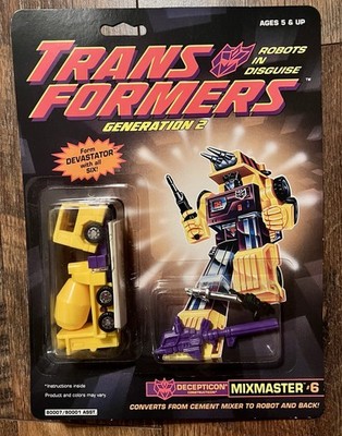 Transformers G2 Mixmaster Constructicon Devastator Yellow MOC Decepticon 1992