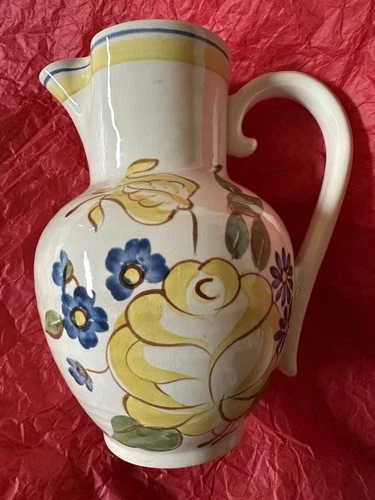Vintage Red Wing Pottery Ceramic Pitcher “Brittany” Floral Hand Painted 1940’s
