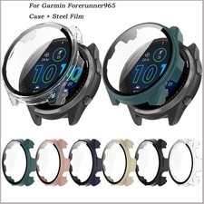 PC Hard Edge Garmin Forerunner 965 Screen Protector Protective Case Glass Cover