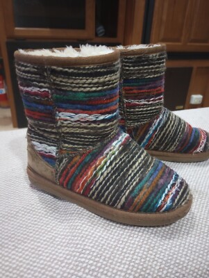 Lamo Multi Colored Kids 2 Sherpa Lined Boots Winter Textured 