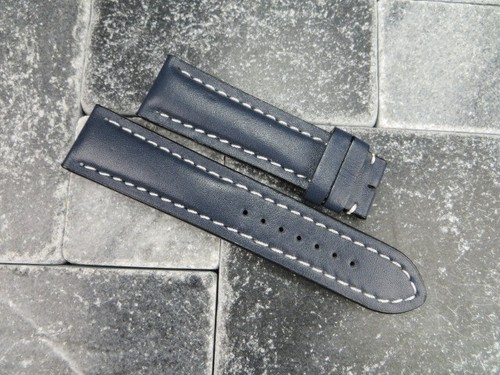 22mm CALF Leather Strap Blue Watch Band with OEM BREITLING Tang Buckle x1 - Picture 3 of 7