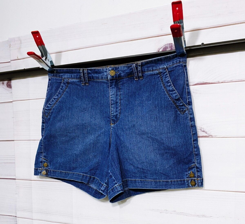 Gloria Vanderbilt Womens Denim Shorts Size 16 Blue Flat Front Pockets - Picture 3 of 9