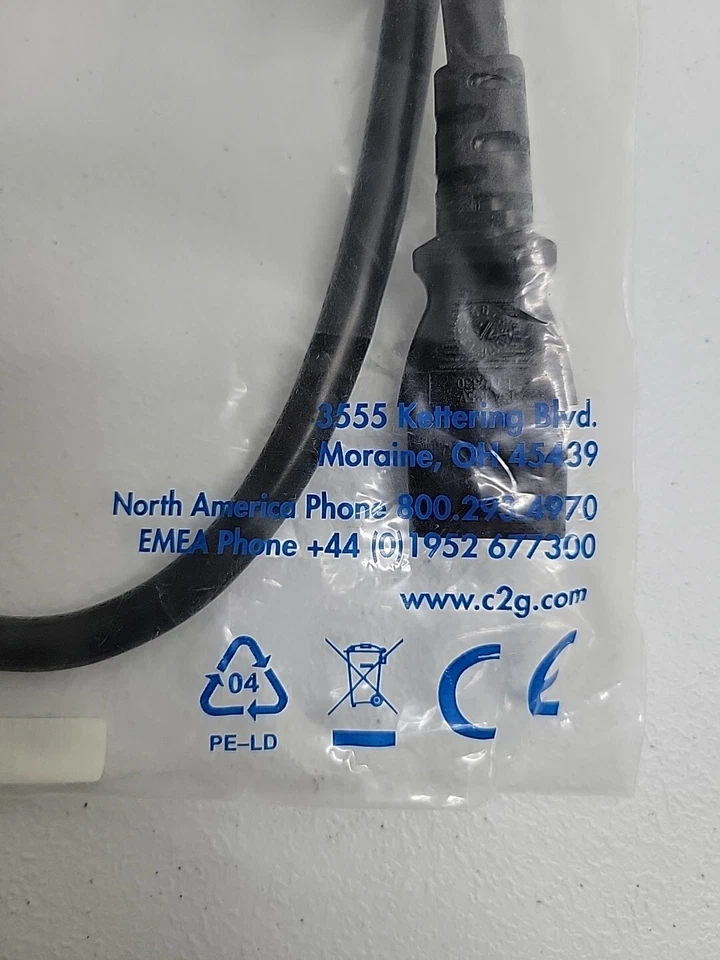 2FT Universal 3 Prong AC Power Cord Cable 18 AWG for Computer Printer Monitor TV - Image 4 of 4