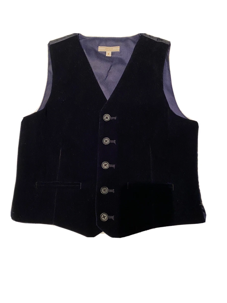 New John Lewis Heirloom Boys Blue Velvet Waistcoat Smart Occasion Age 8 Yrs