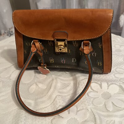 Vintage Dooney And Bourke Monogram Bag Purse Leather Double