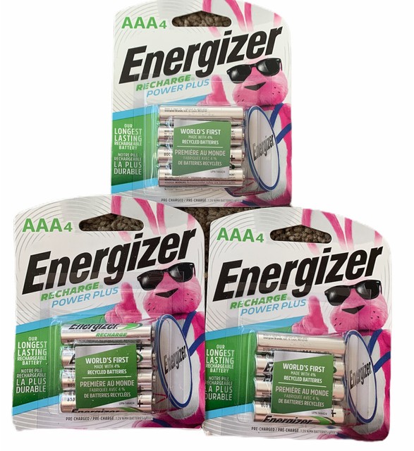 12 AAA Energizer Recharge Power Plus Rechargeable Batteries 800mAh (3x