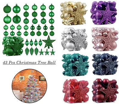 HOMION Christmas Tree Decoration Ball Set of 43Pcs Ornaments Bauble Shatterproof Xmas