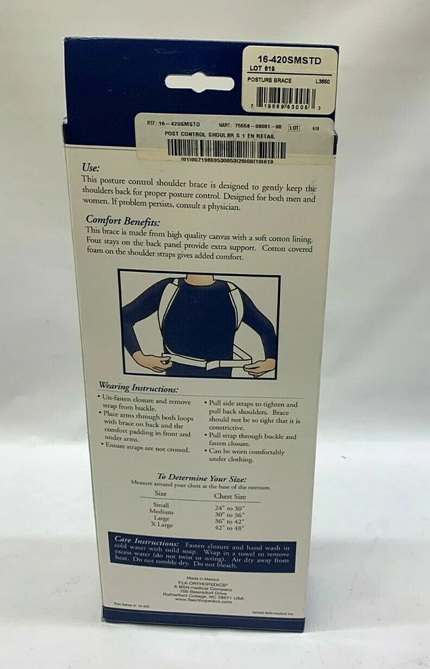 Soporte de hombro FLA Orthopedics 16-420SMSTD-blanco-las tallas varían NUEVO Foto 3 de 4